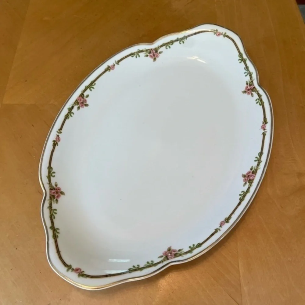 Vintage Theodore Havilland France Oval Platter Petite Rose Pattern